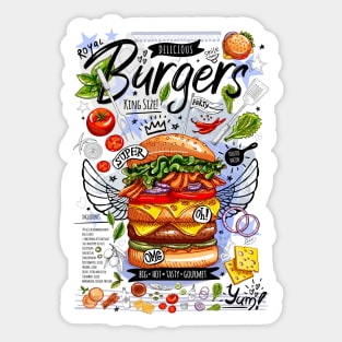 Food, fast food, super, king size, burger, hamburger, cheeseburger Sticker